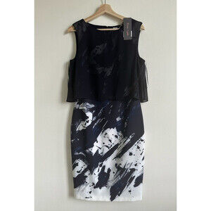 Phase Eight Della Layered Dress Navy/Ivory Size 10 US / 14 UK $240